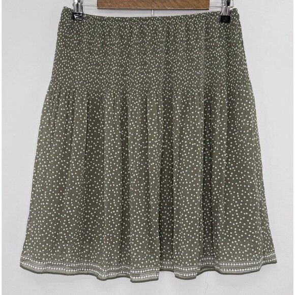 NWT Max Studio Green & White Polka Dot Pull On Logo Lined Short Skirt Sz Sm Boho - Picture 1 of 8